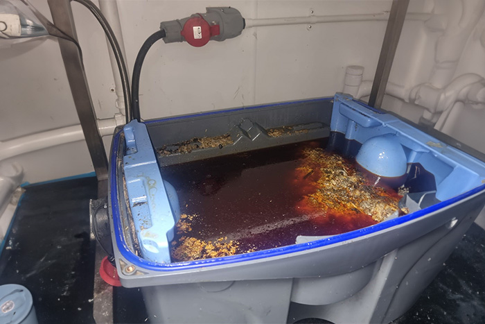 Grease Trap Grease Buildup Before